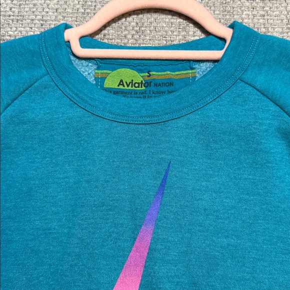 Aviator Nation Bolt Gradient Teal SET Cropped Pullover and Sweatpants Both Small - Picture 6 of 7